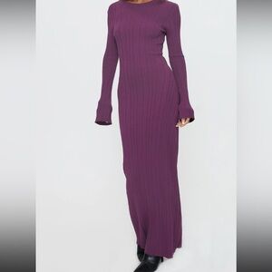 Princess Polly Tesley Long Sleeve Maxi Dress in Burgundy | S/M